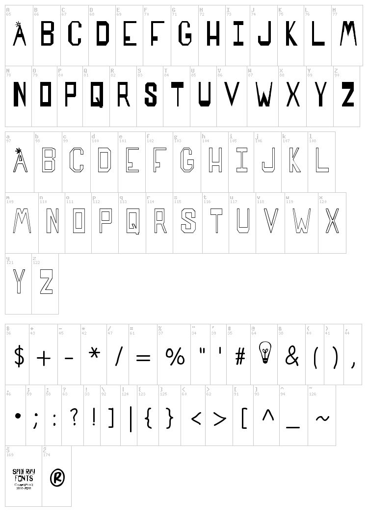Sparks Made Us font map